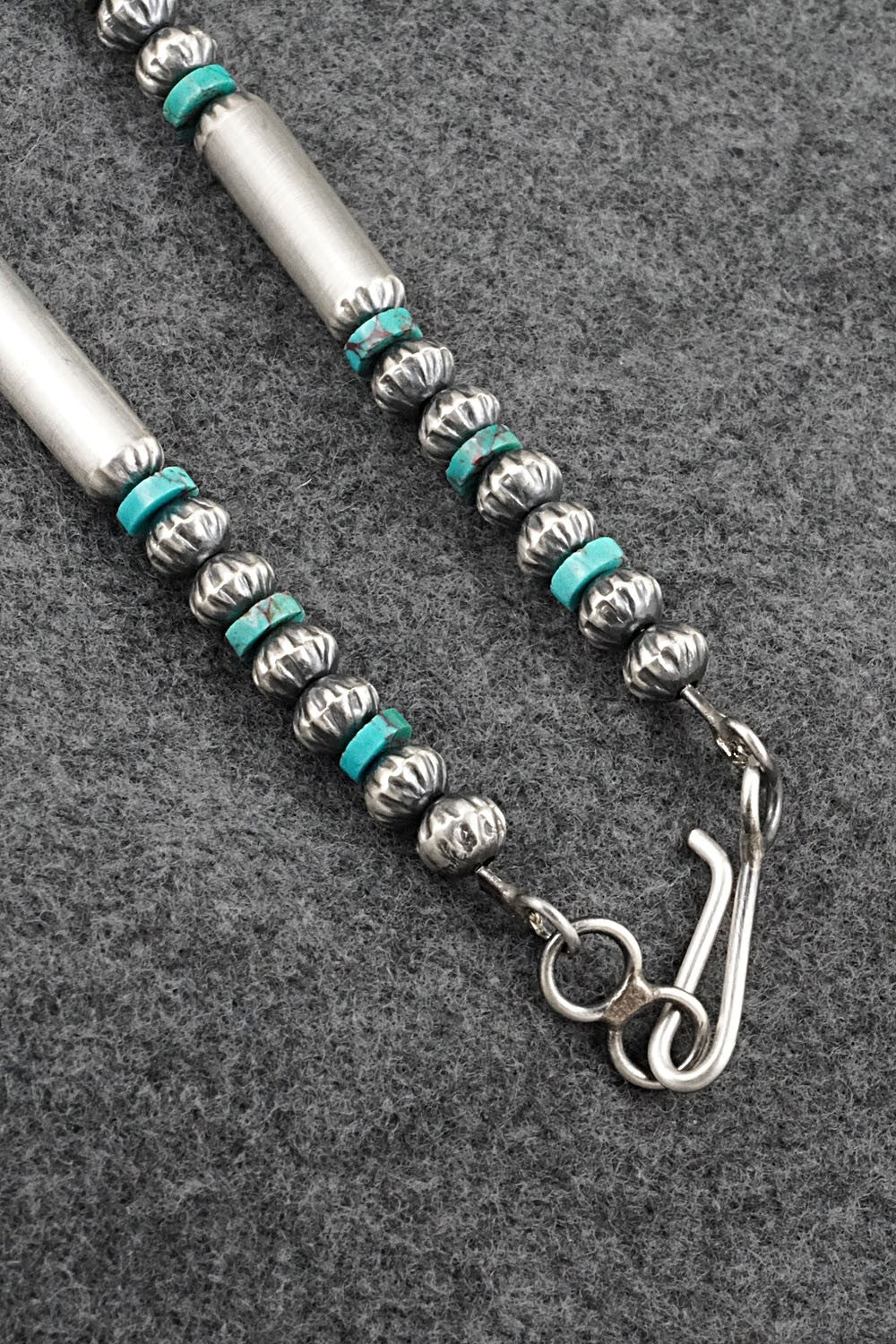 Turquoise & Sterling Silver Navajo Pearl Necklace 18" - Tonisha Haley