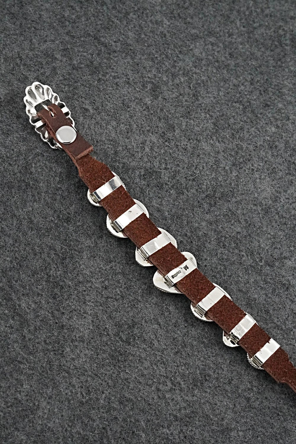 Turquoise, Sterling Silver & Leather Bracelet - Marlene Ramone