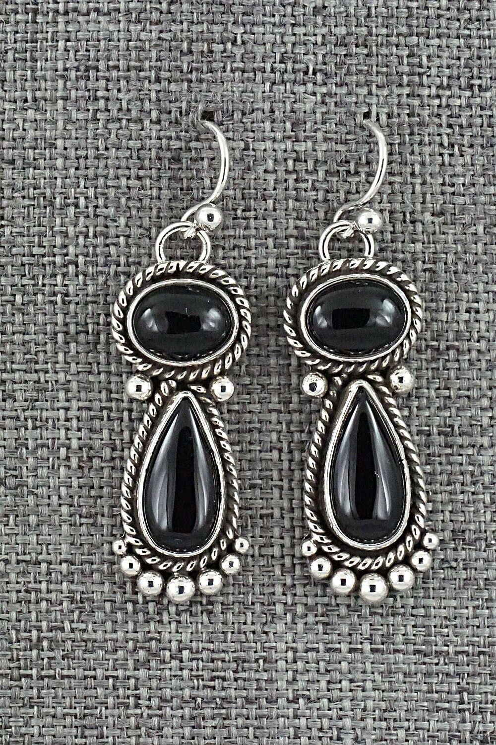 Onyx & Sterling Silver Earrings - Angela Martin