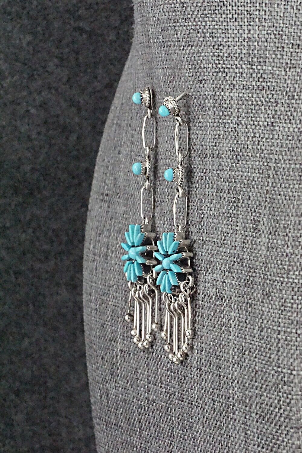 Turquoise & Sterling Silver Earrings - Mildred Ukestine