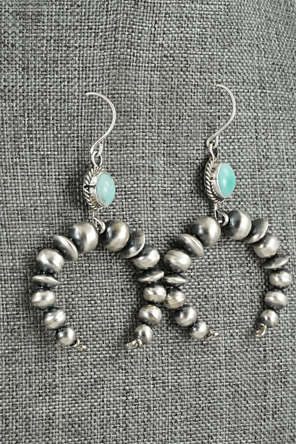 Turquoise & Sterling Silver Navajo Pearl Earrings - Rena Begay