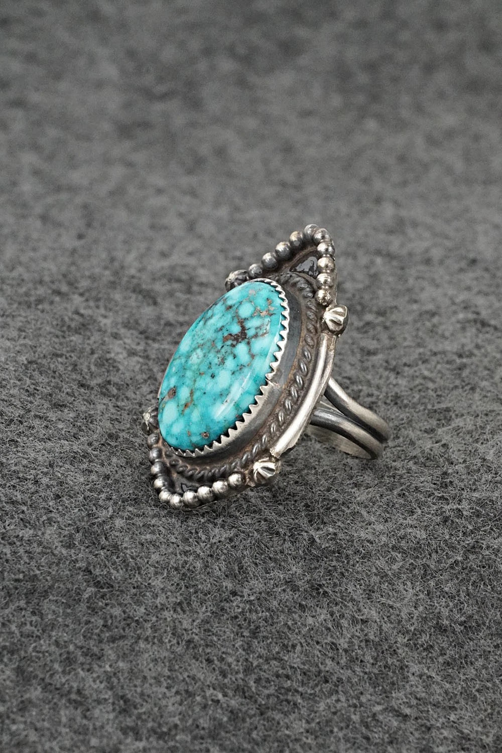 Turquoise & Sterling Silver Ring - Leslie Nez - Size 7.5