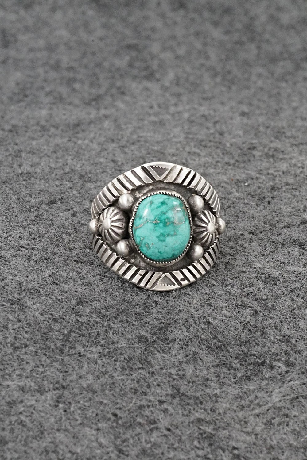 Turquoise & Sterling Silver Ring - Calvin Martinez - Size 8