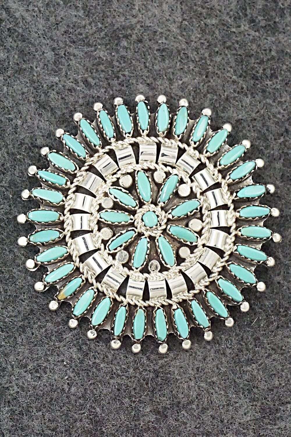 Turquoise & Sterling Silver Pendant/Pin - Nathaniel Nez