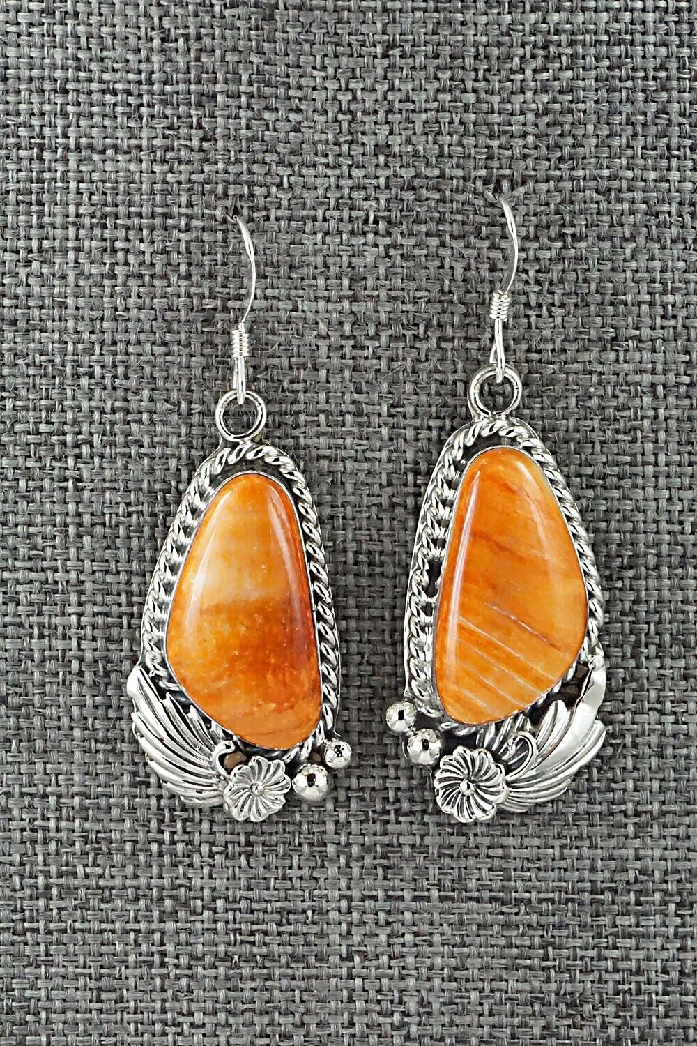 Spiny Oyster & Sterling Silver Earrings - Fannie Platero