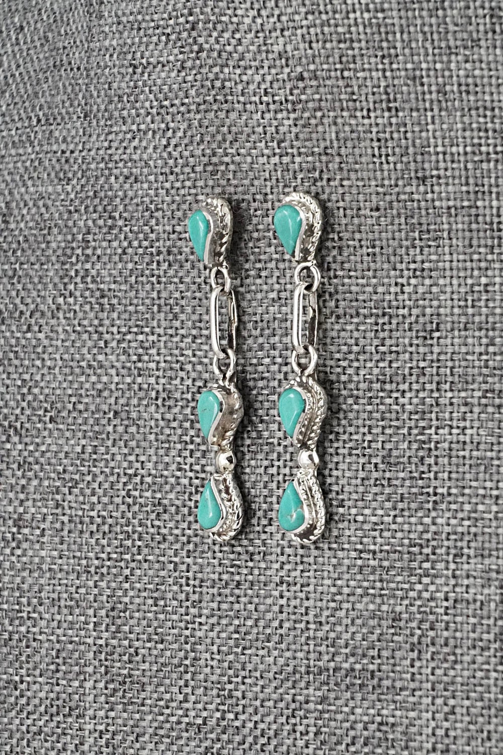 Turquoise & Sterling Silver Earrings - Carol Lateyice