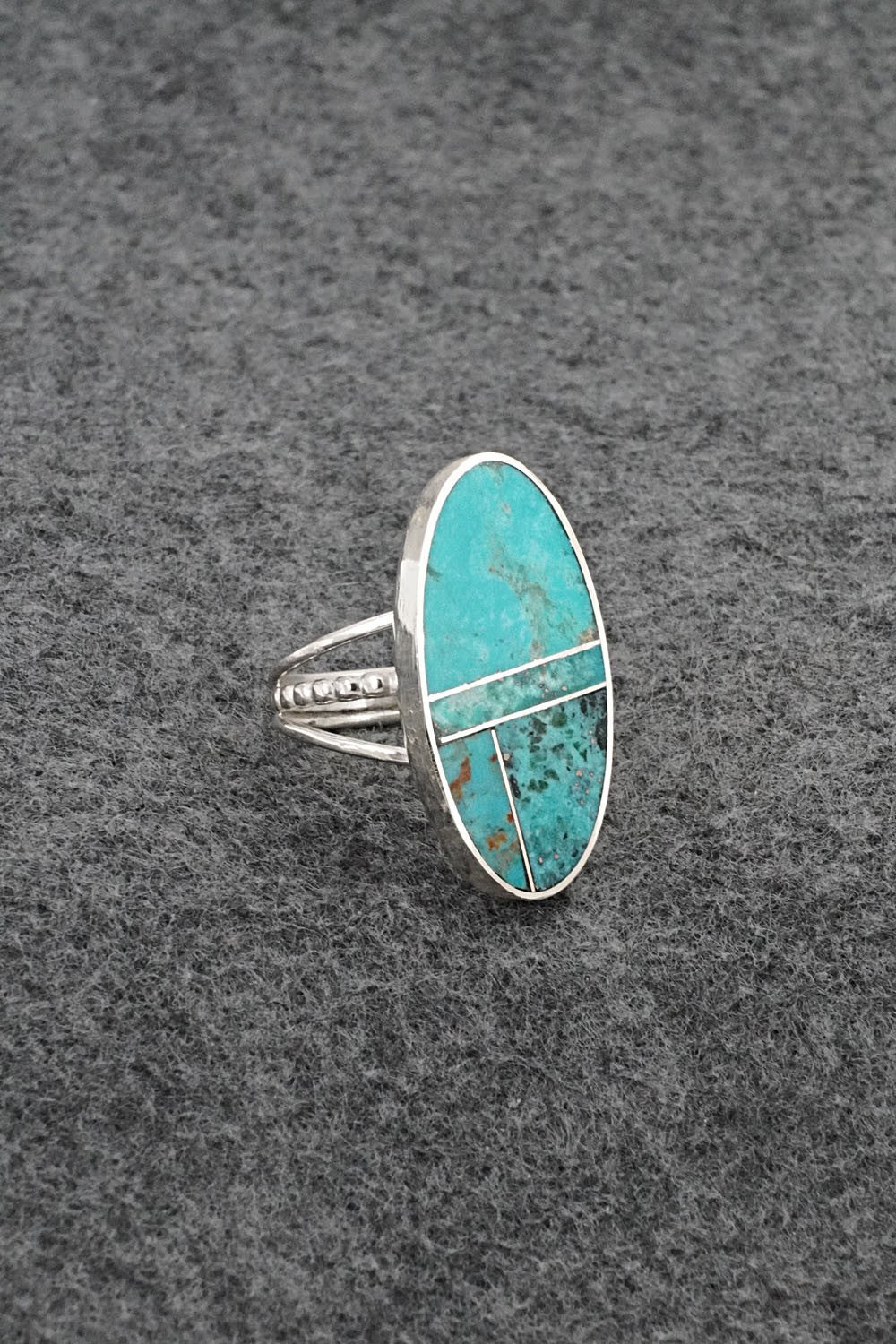 Turquoise & Sterling Silver Ring - Harold Smith - Size 8