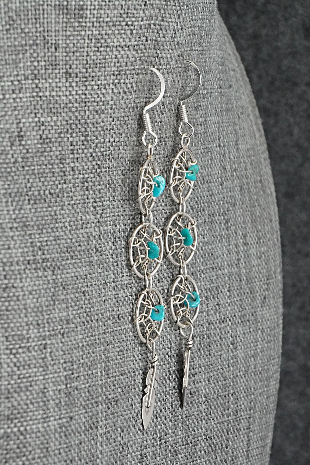 Turquoise & Sterling Silver Earrings - Lorenzo Arviso Jr.