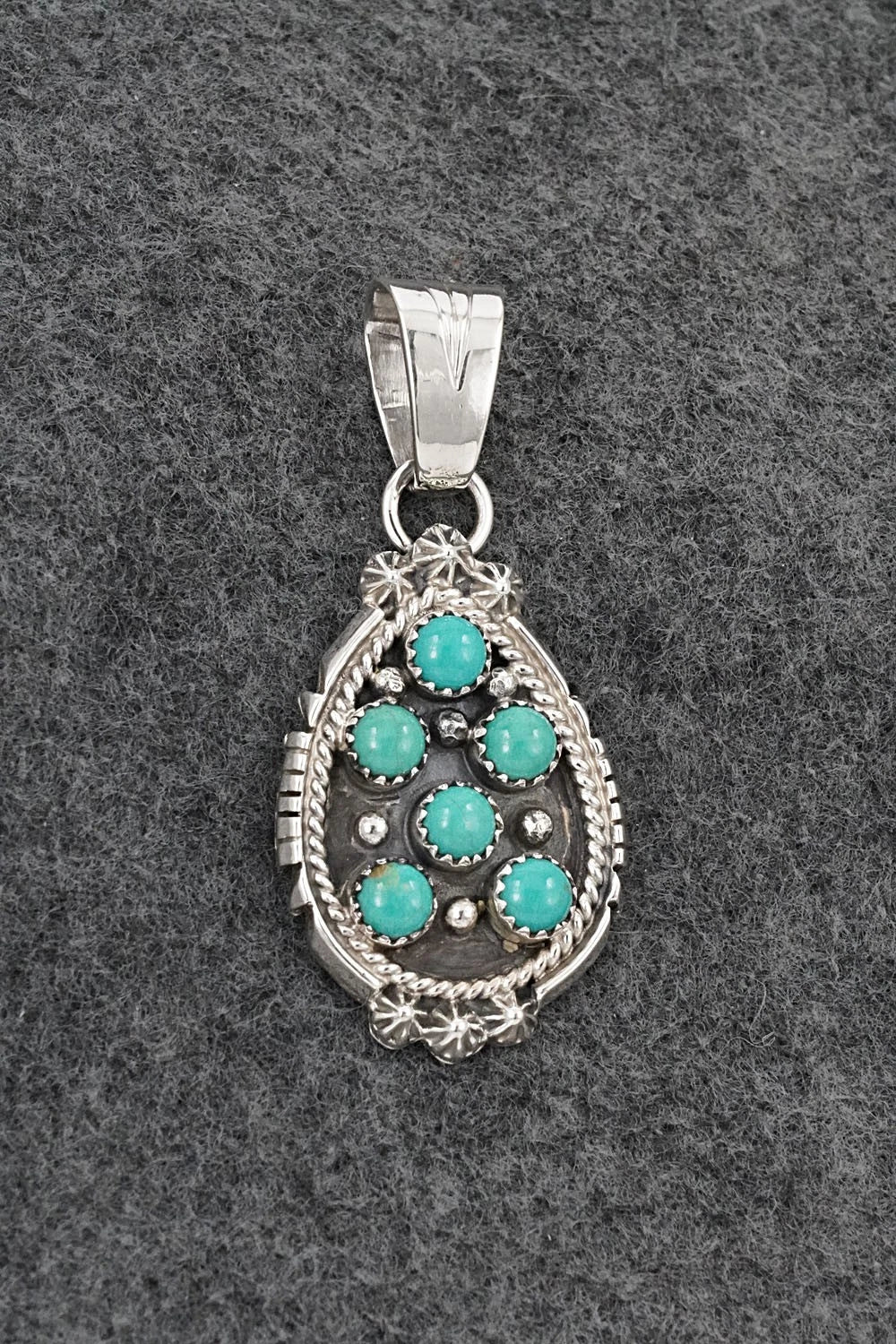 Turquoise & Sterling Silver Pendant - Kenny Lonjose