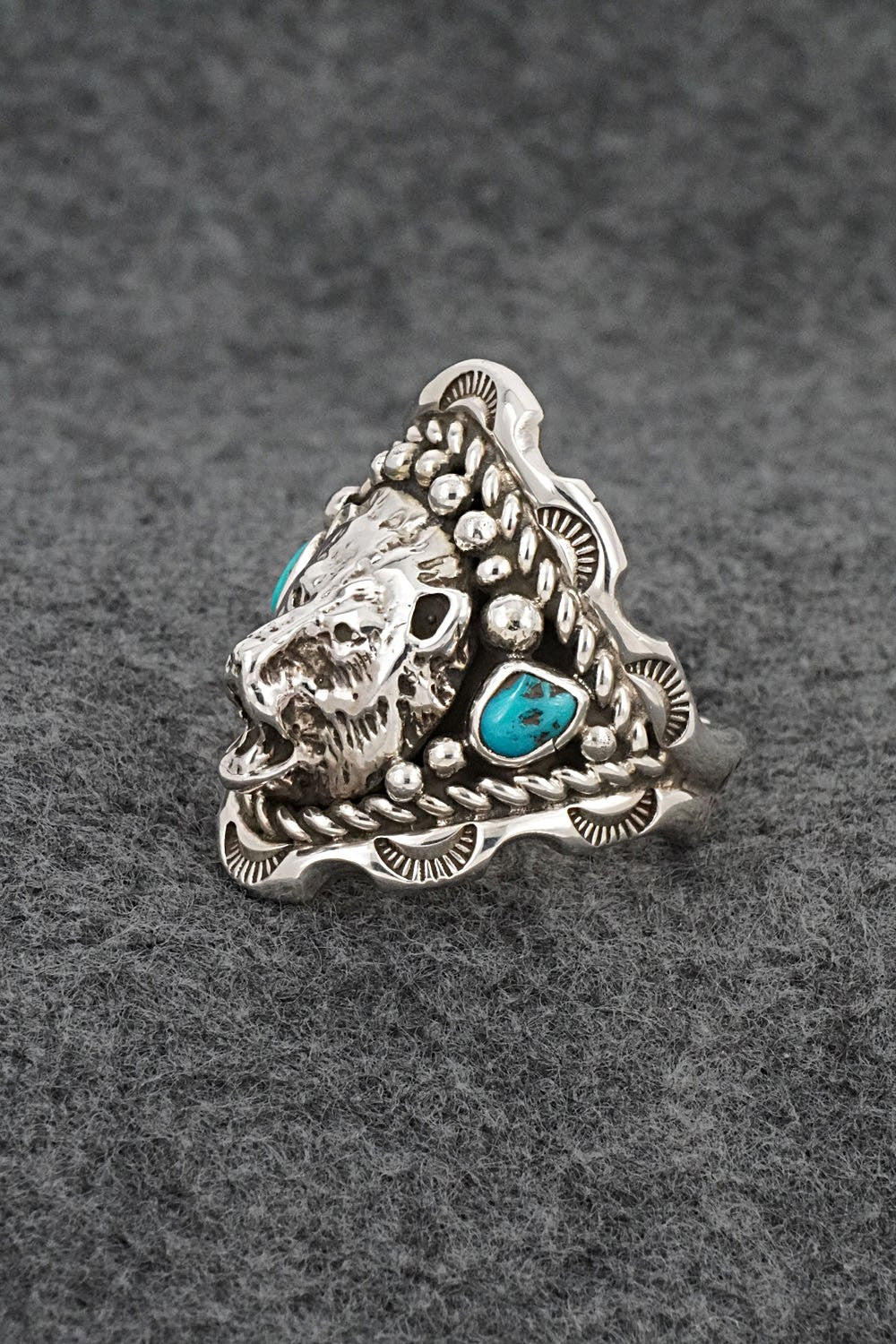 Turquoise & Sterling Silver Ring - Melvin Jones - Size 12