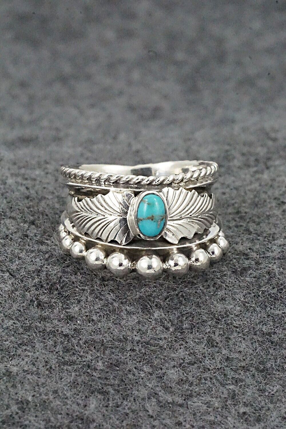 Turquoise & Sterling Silver Ring - Tom Lewis - Size 8.75