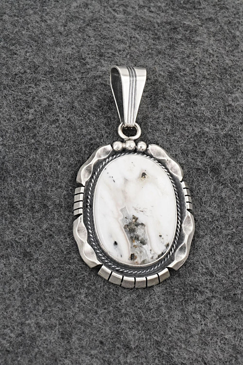 White Buffalo & Sterling Silver Pendant - Samuel Yellowhair