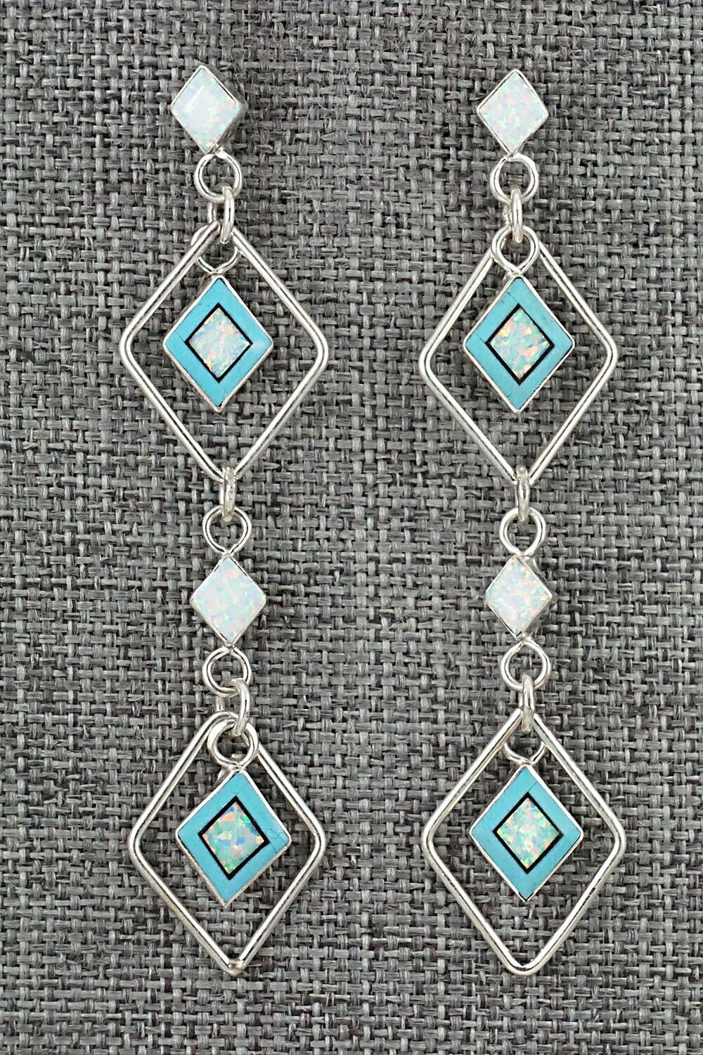 Opalite, Turquoise & Sterling Silver Earrings - Willis Kylestewa