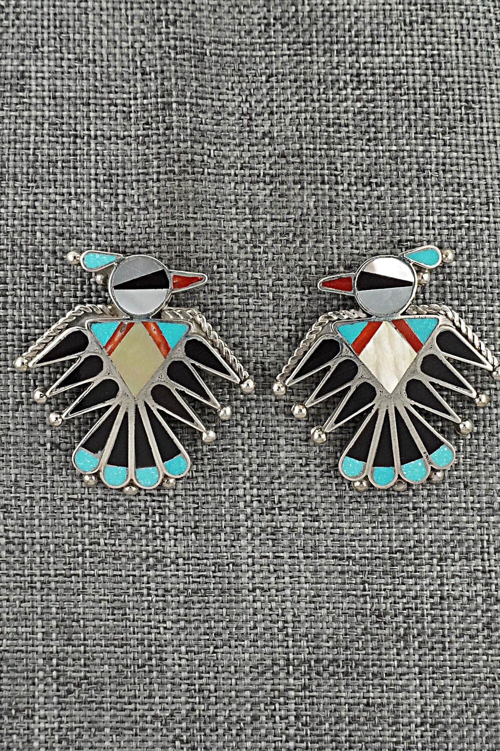 Multi-Stone Inlay & Sterling Silver Earrings - Adrian Wallace