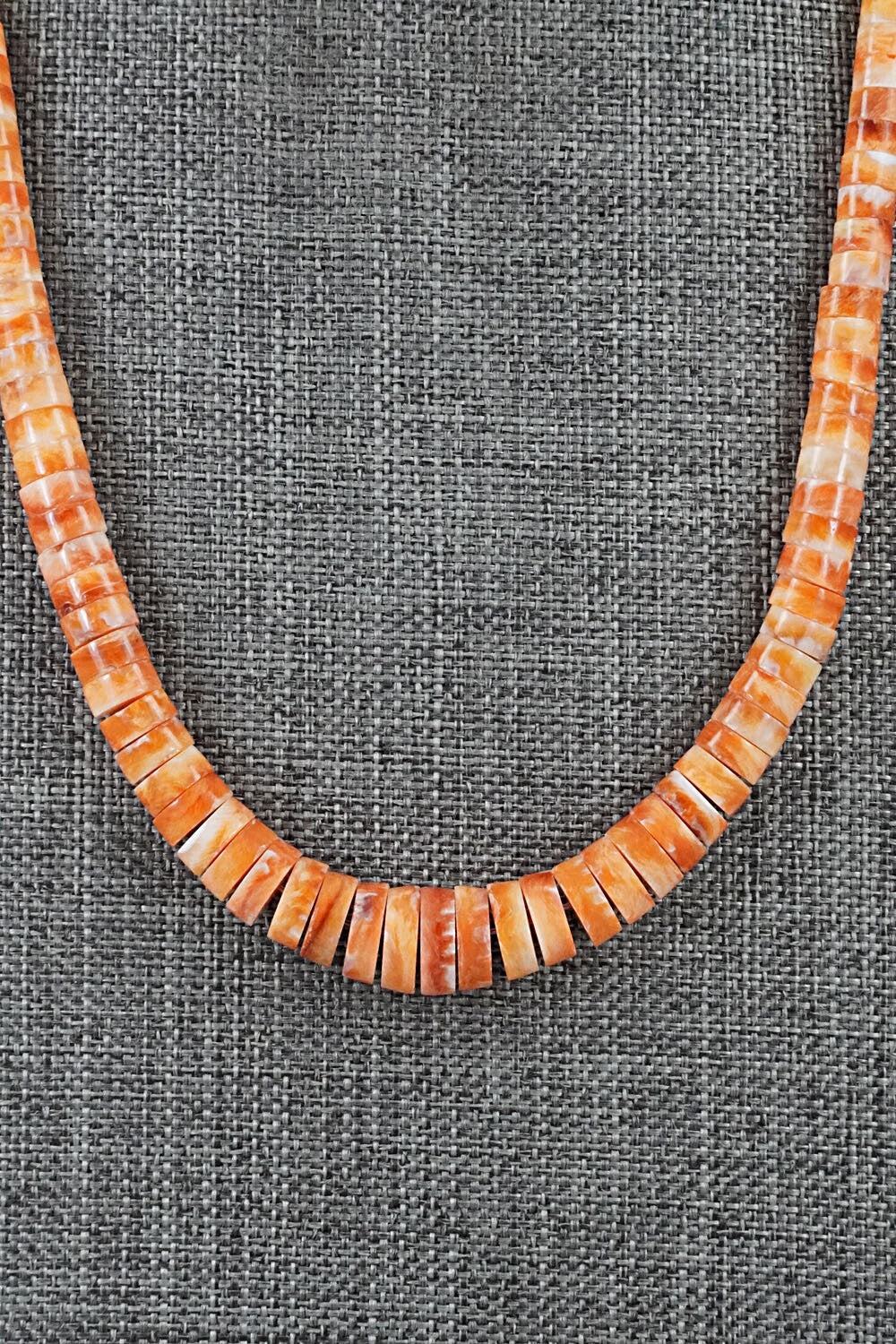 Spiny Oyster & Sterling Silver Necklace 18" - Doreen Jake