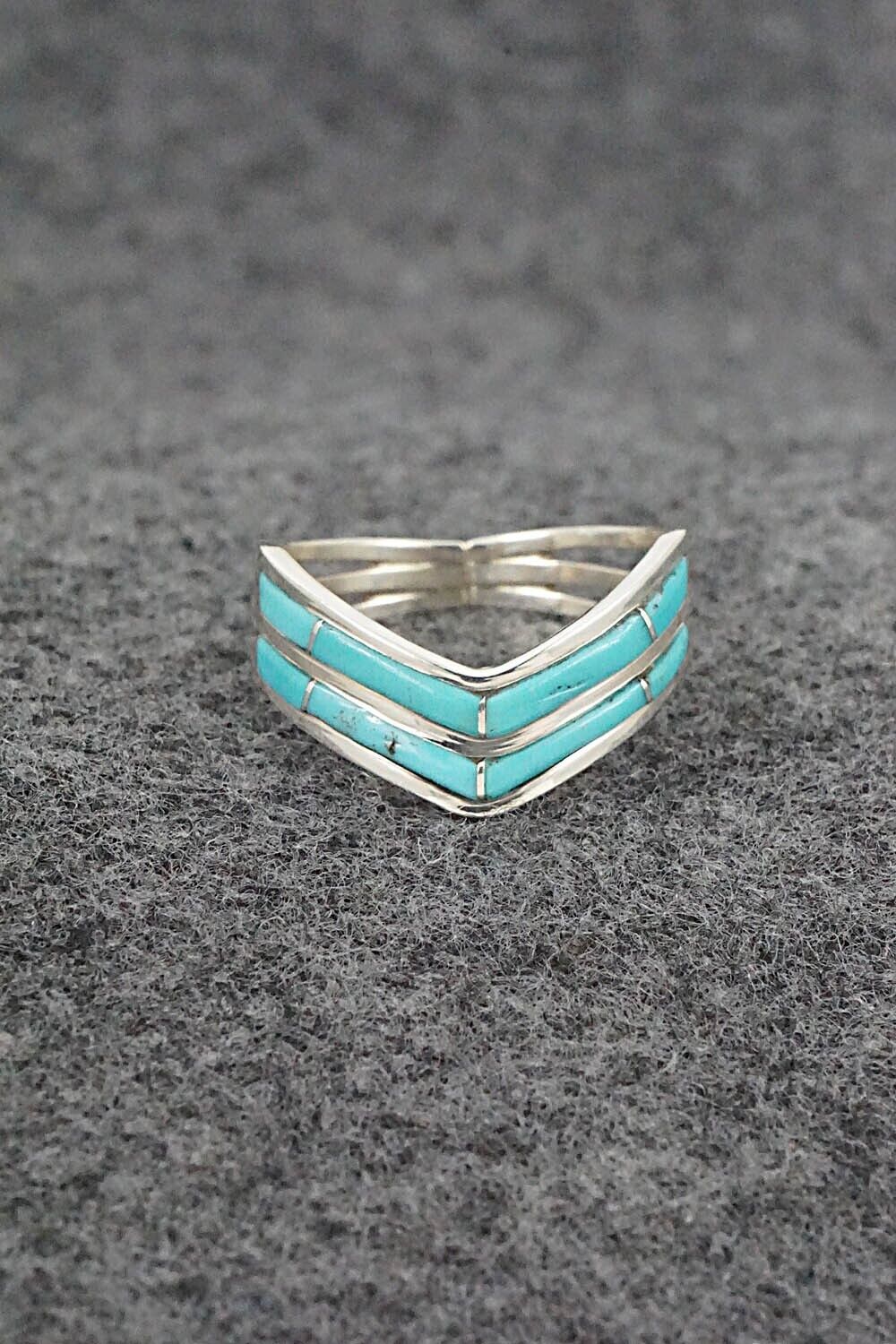 Turquoise & Sterling Silver Ring - Andrew Enrico - Size 7.75