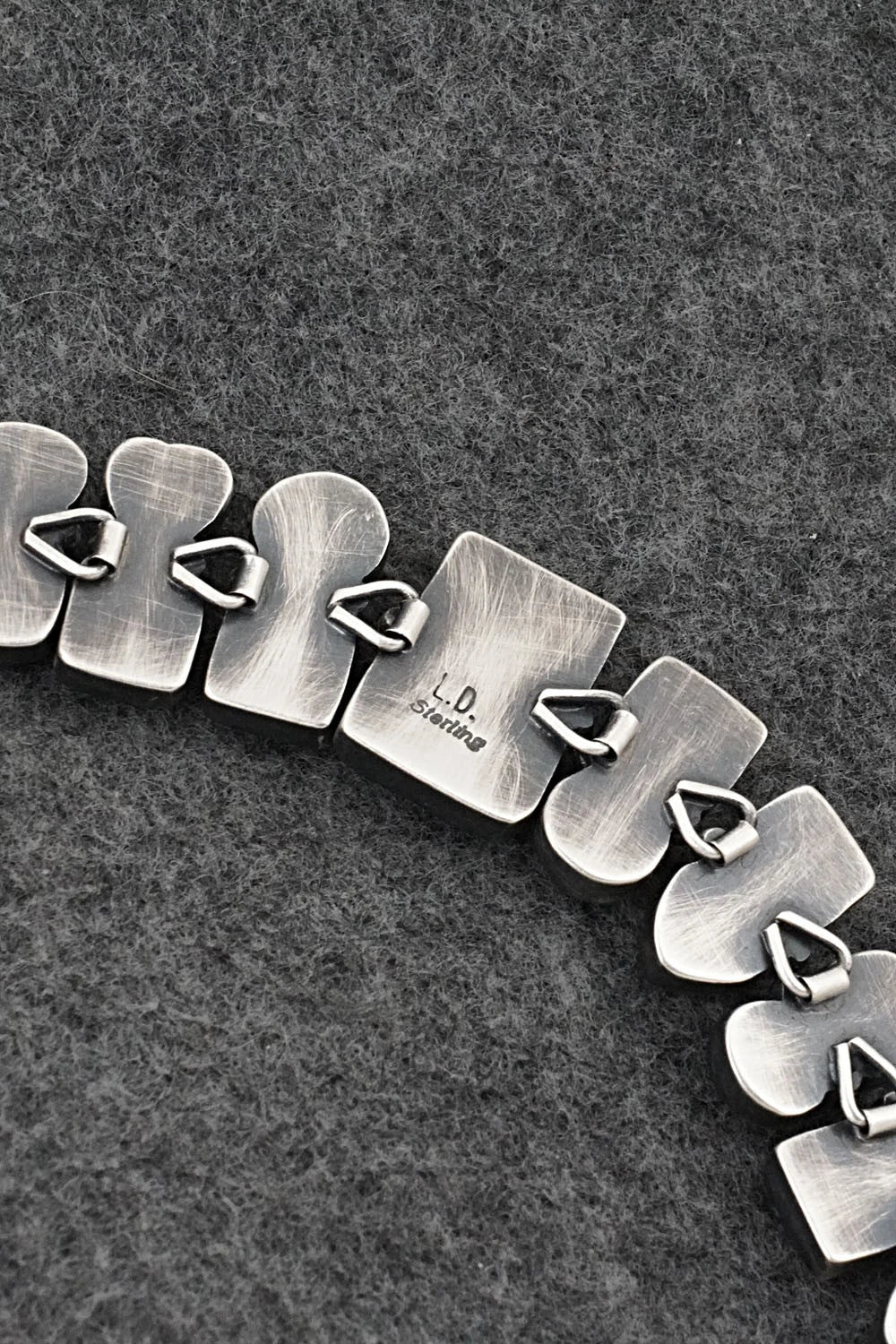 Turquoise, Spiny Oyster & Sterling Silver Link Bracelet - Loretta Delgarito