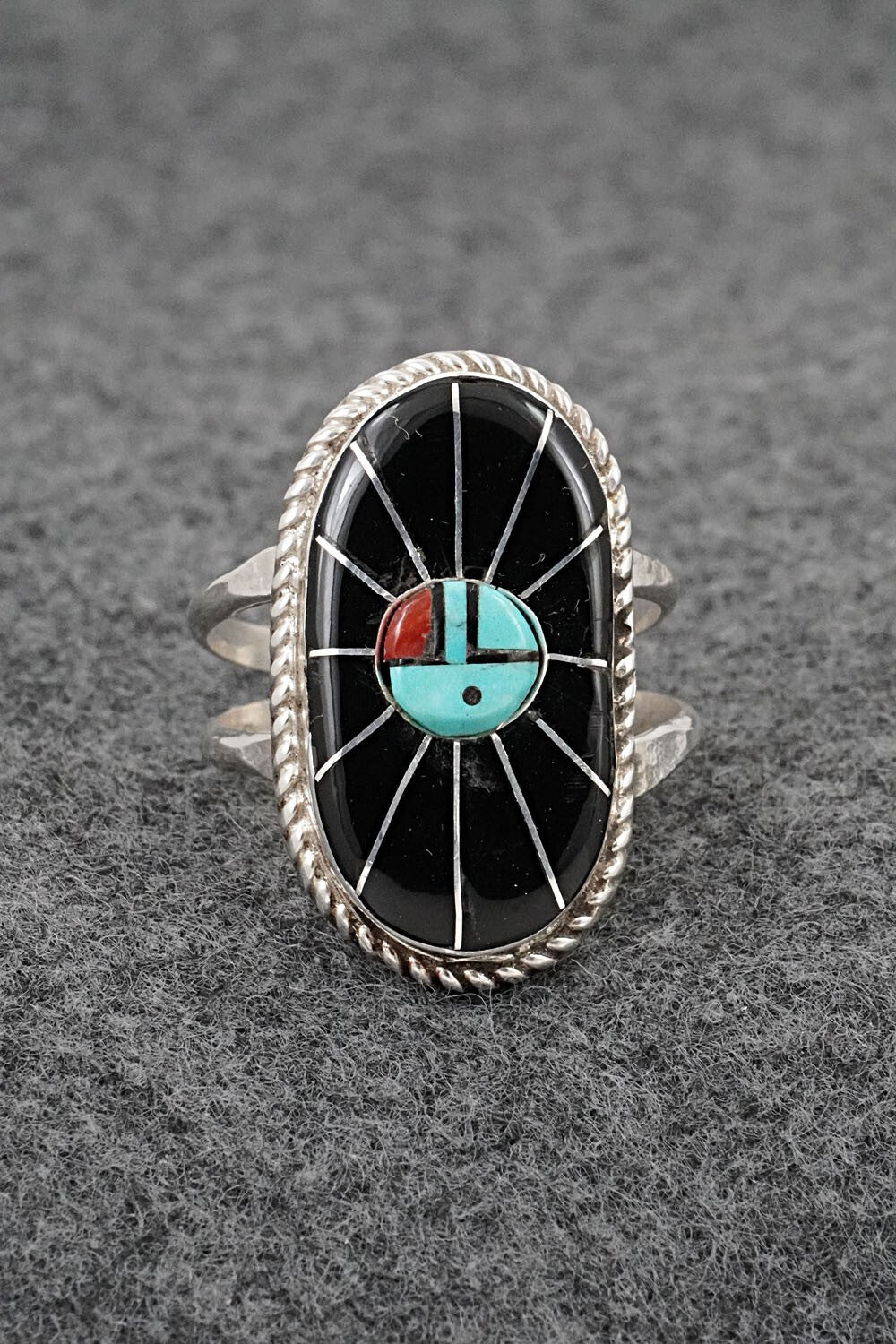Multi-Stone & Sterling Silver Inlay Ring - Ola Eriacho - Size 10.5