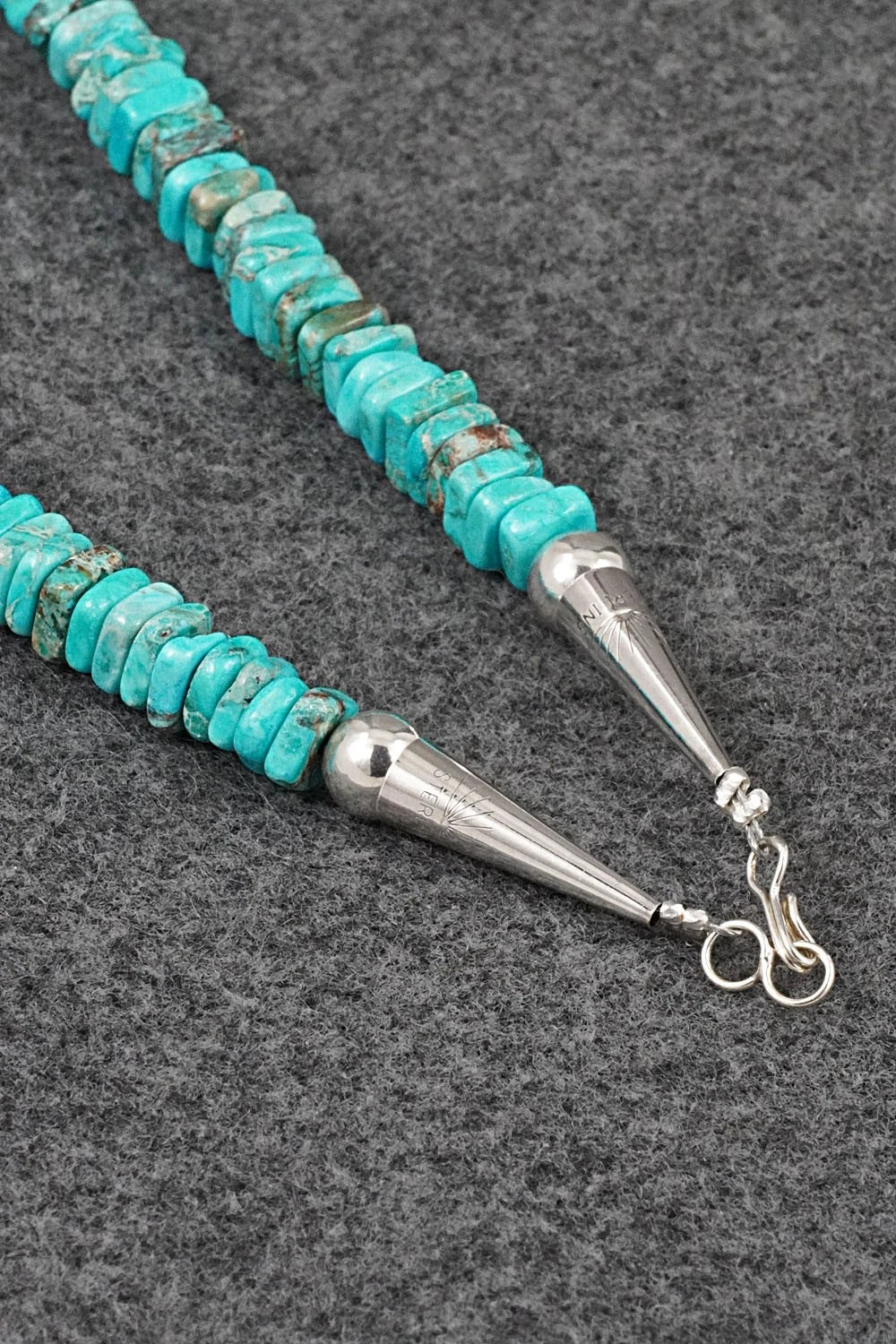 Turquoise & Sterling Silver Necklace 18" - Doreen Jake