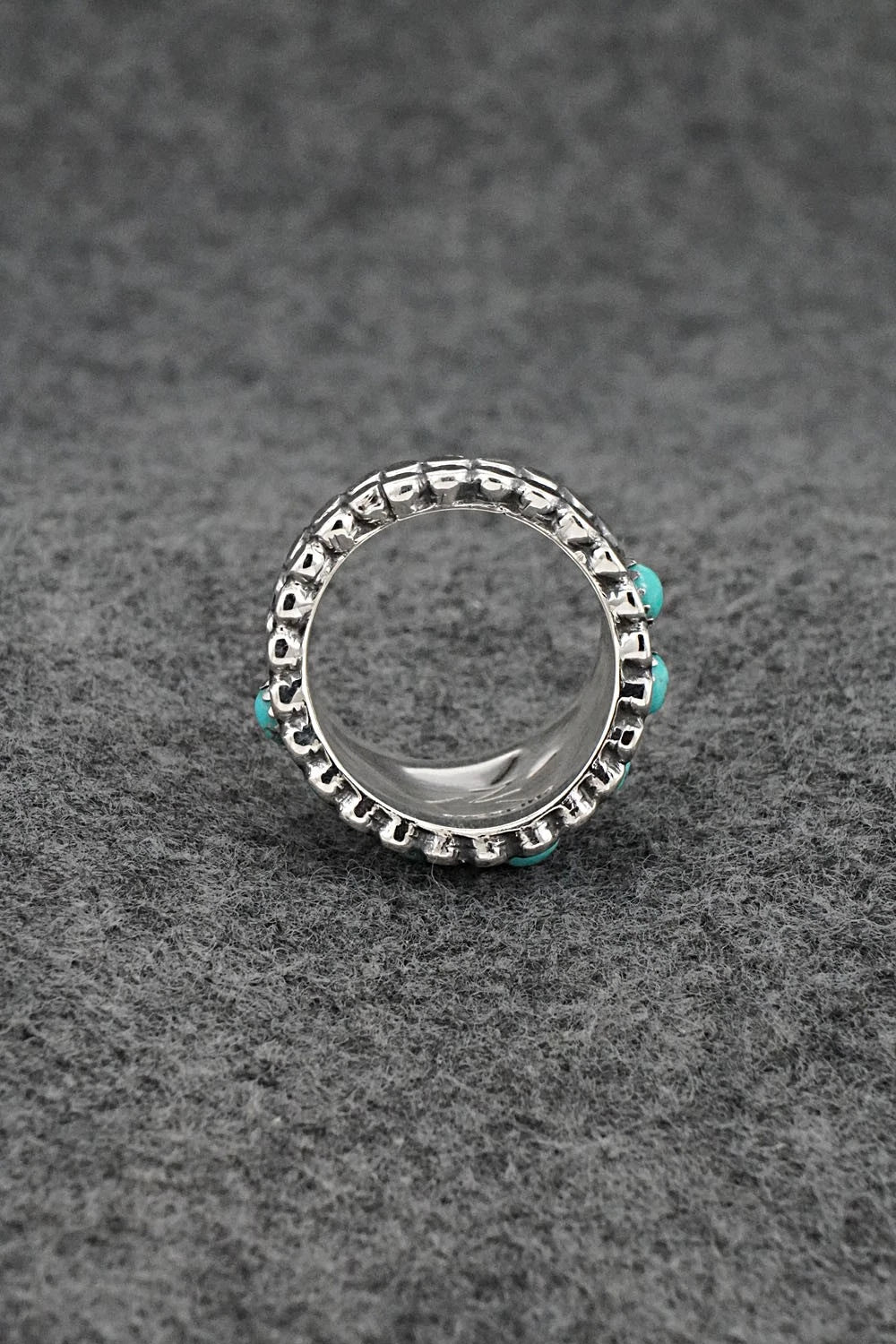 Turquoise & Sterling Silver Ring - Kenny Lonjose - Size 7