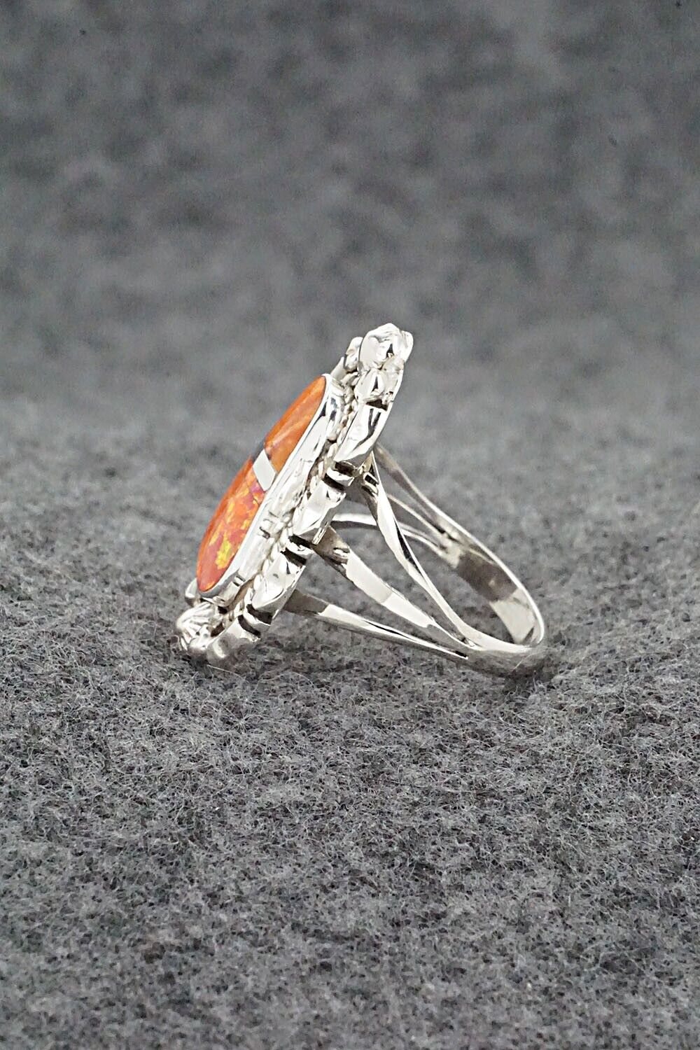 Spiny Oyster, Opalite & Sterling Silver Ring - James Manygoats - Size 7