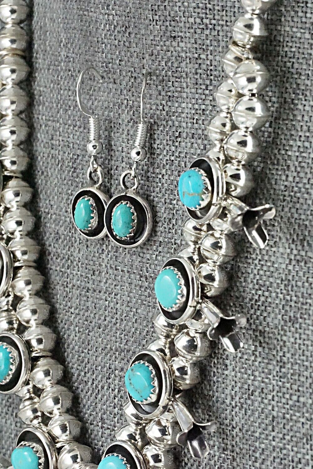 Turquoise & Sterling Silver Mini Squash Blossom Set - Phil Garcia