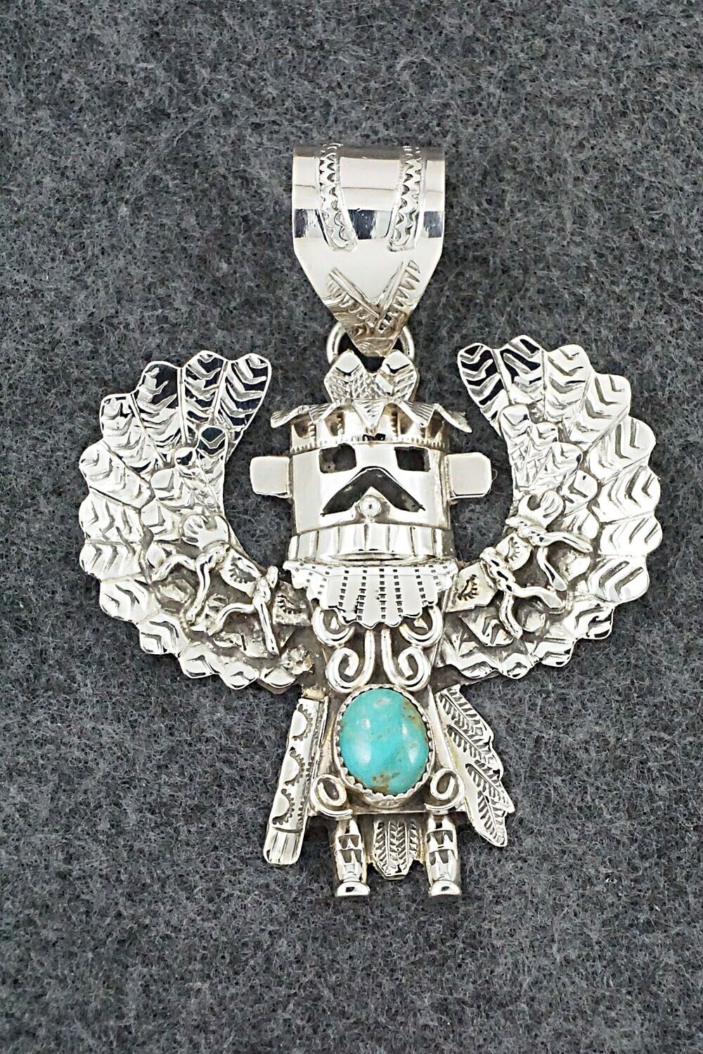Turquoise & Sterling Silver Pendant - Alanzo Mariano