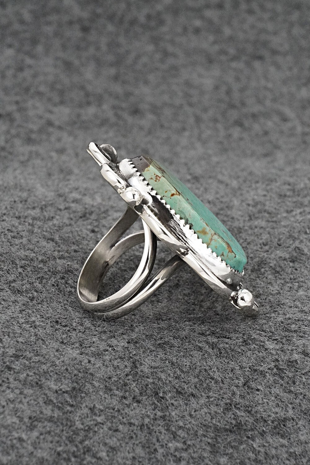 Turquoise & Sterling Silver Ring - Leslie Nez - Size 8.5