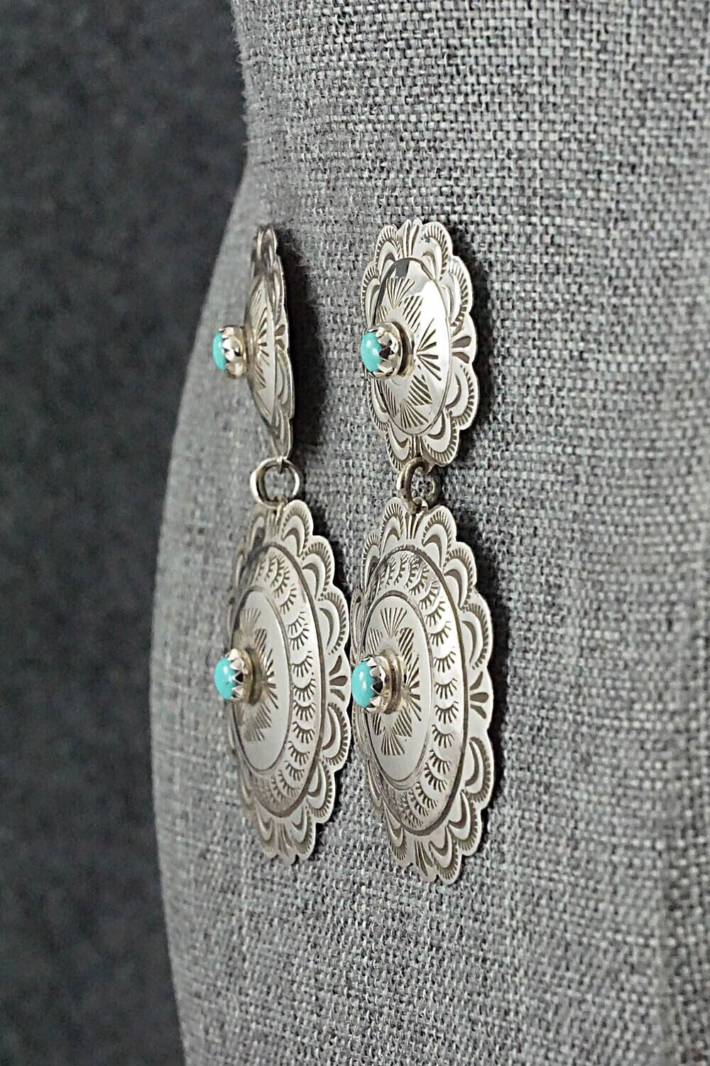 Turquoise and Sterling Silver Earrings - Bertha Begay