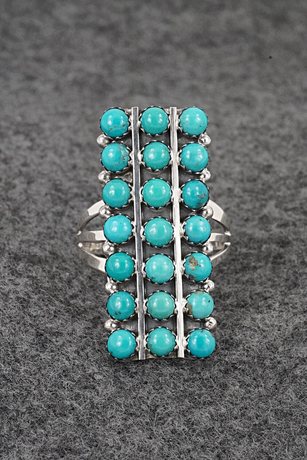 Turquoise & Sterling Silver Ring - Kenny Lonjose - Size 9.5