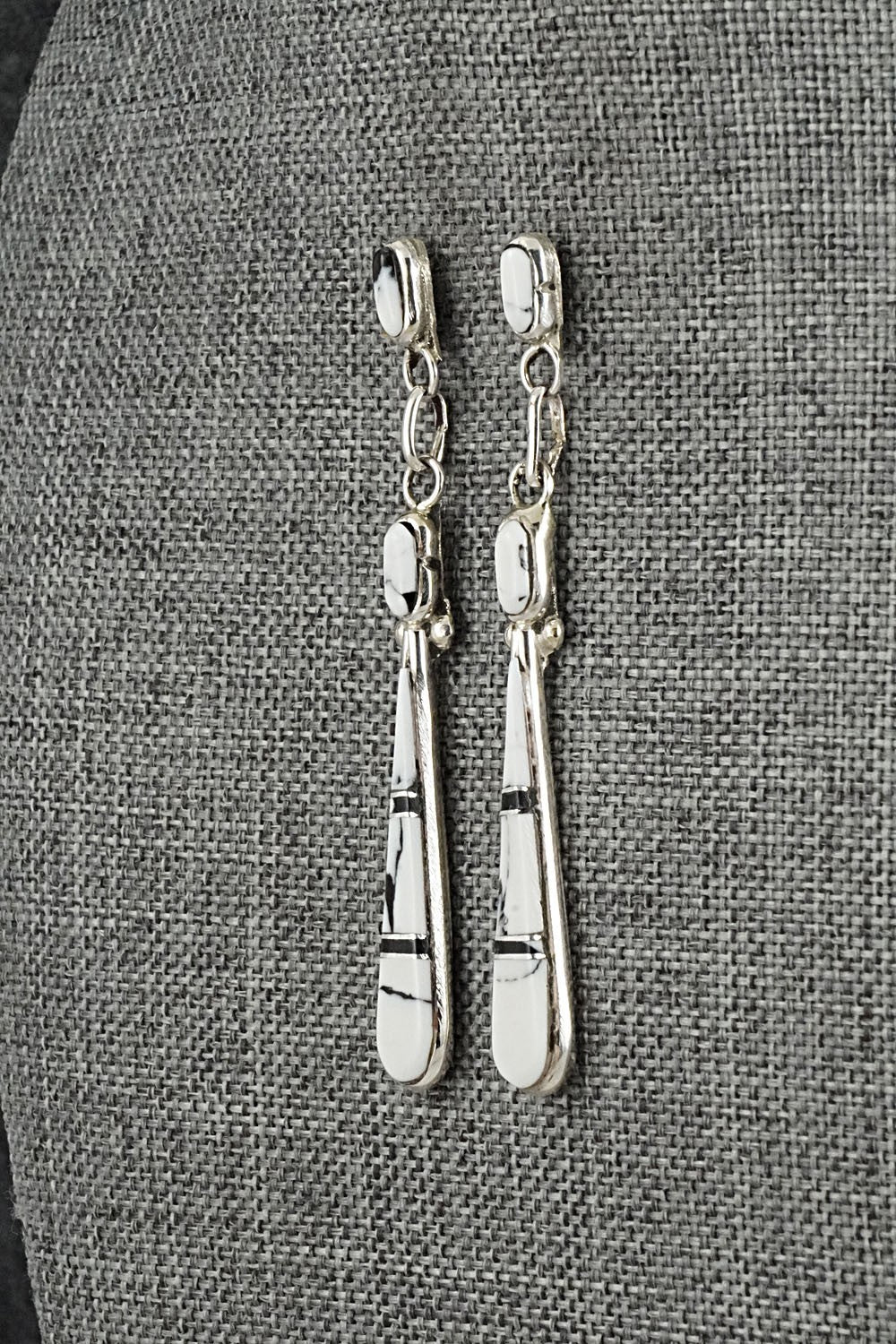 White Buffalo & Sterling Silver Earrings - Terrance Panteah