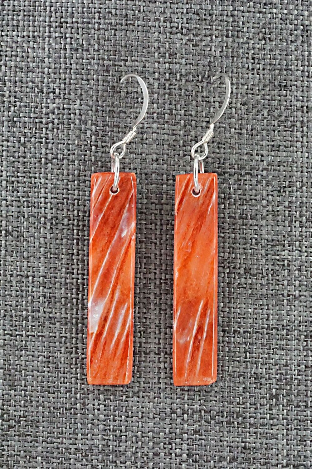 Spiny Oyster & Sterling Silver Earrings - Louise Pete