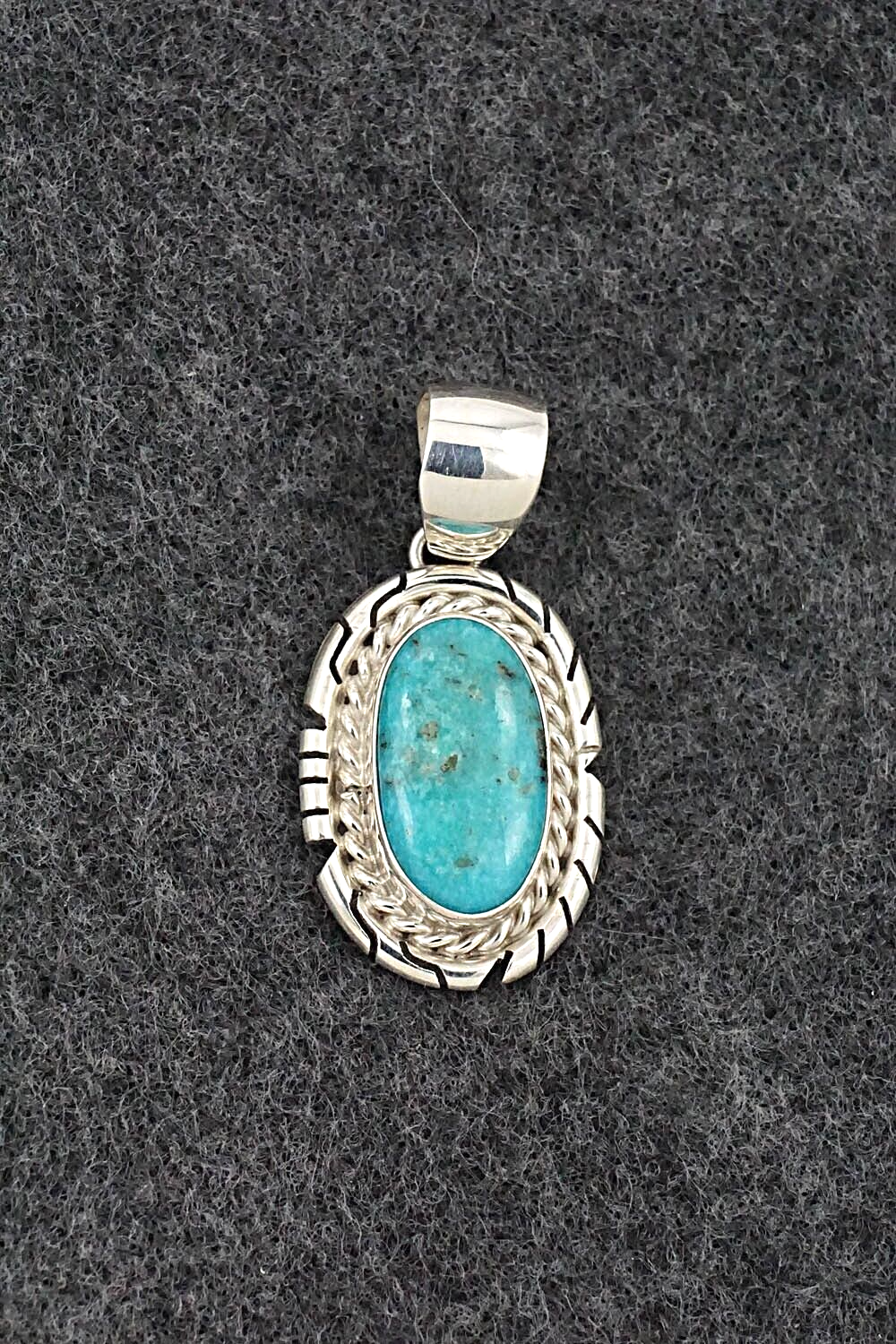 Turquoise & Sterling Silver Pendant - Johnny Frank