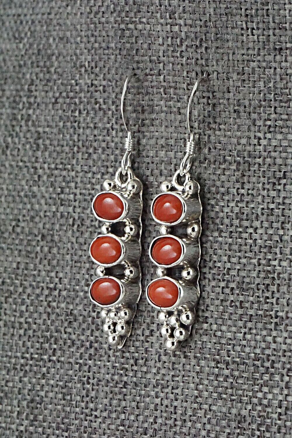 Coral & Sterling Silver Earrings - Verley Betone