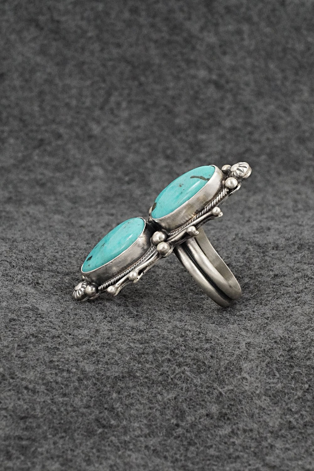 Turquoise & Sterling Silver Ring - Kathleen Livingston - Size 8 Adj.