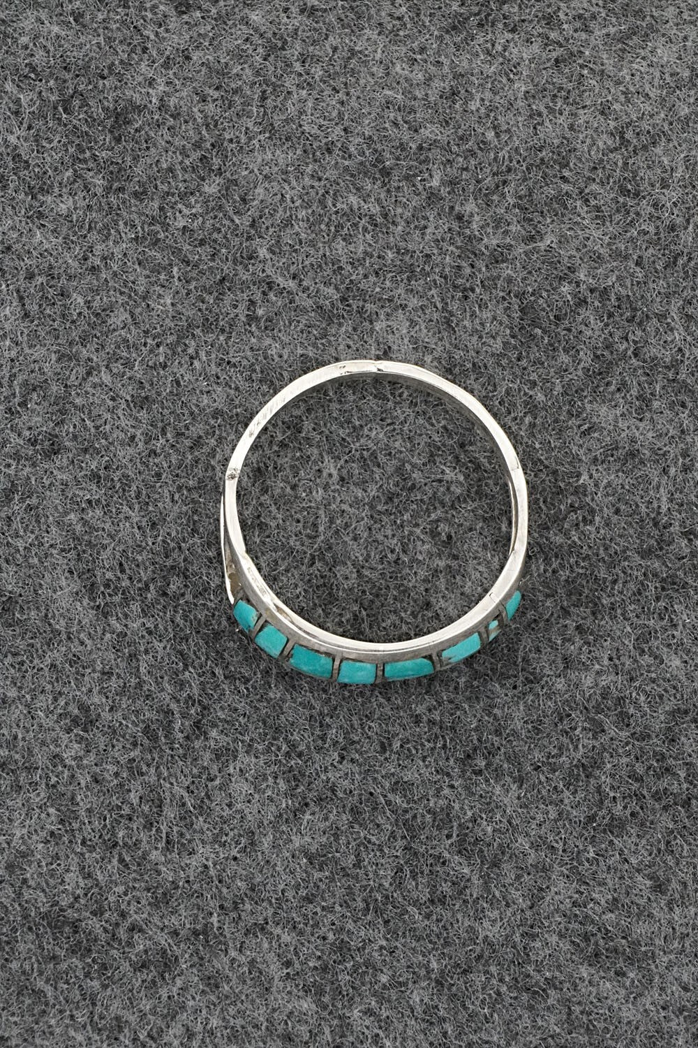 Turquoise & Sterling Silver Inlay Ring - Matilda Chattin - Size 12