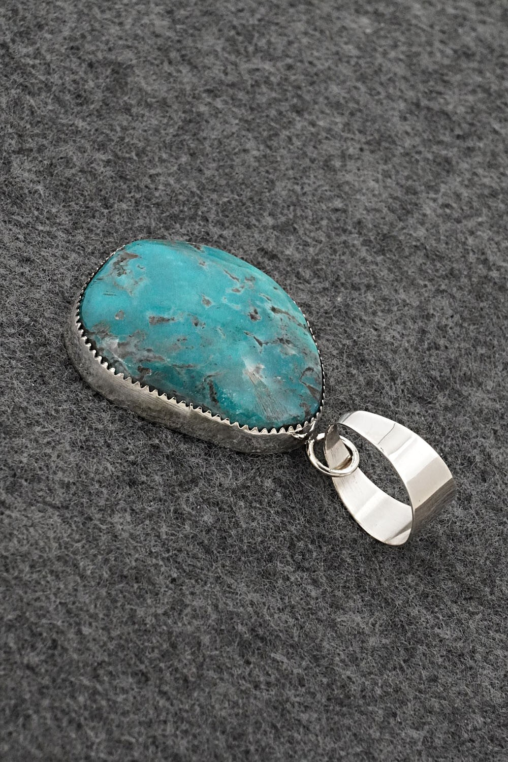 Turquoise and Sterling Silver Pendant - Leslie Nez