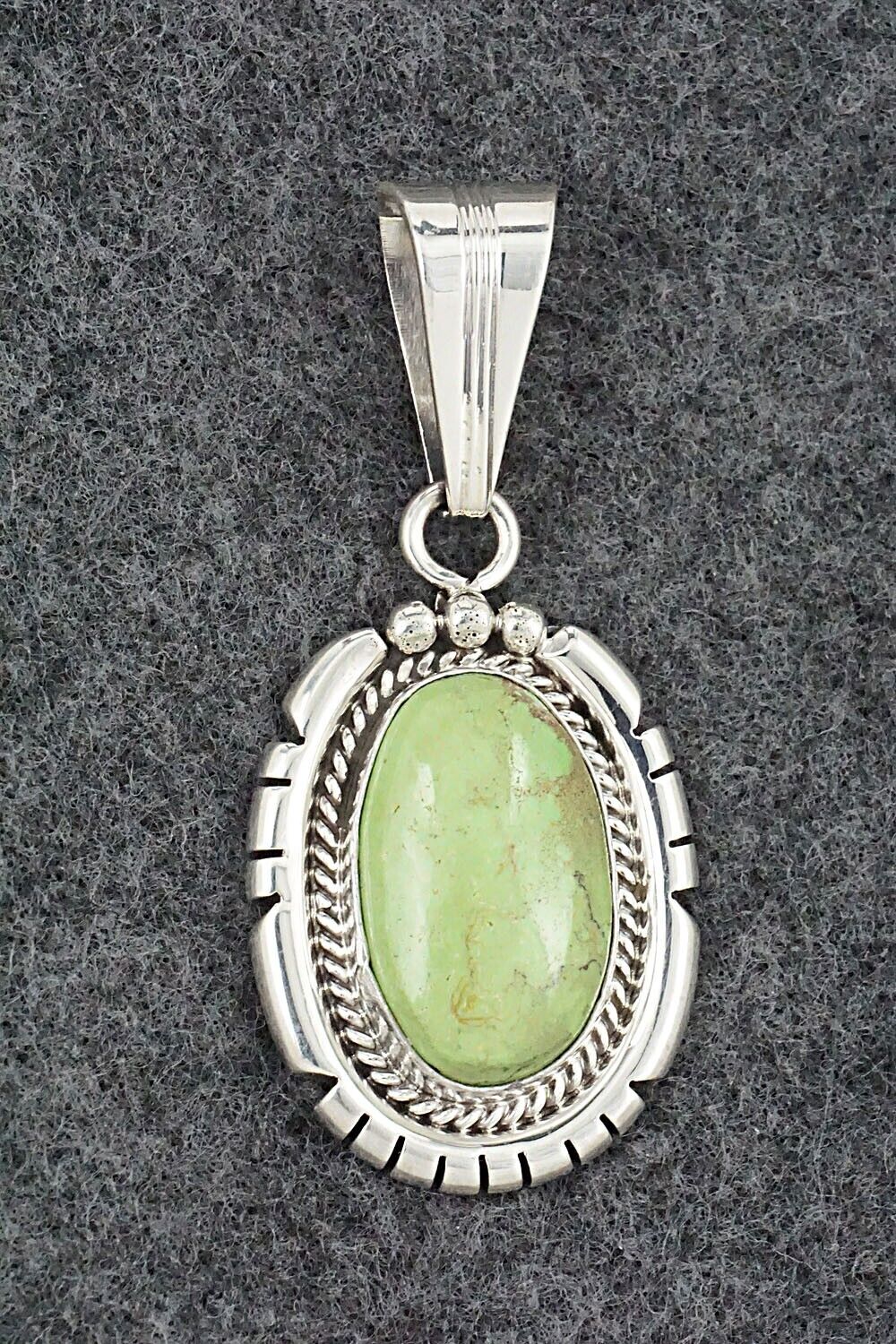 Gaspeite & Sterling Silver Pendant - Samuel Yellowhair