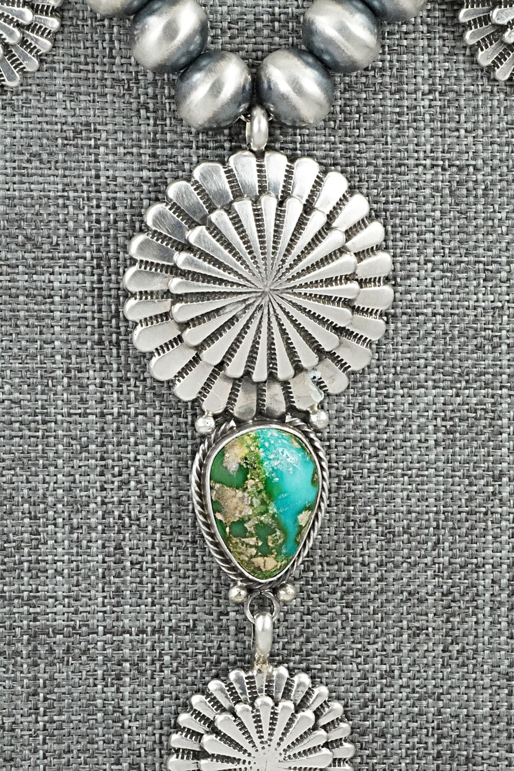 Turquoise & Sterling Silver Navajo Pearl Necklace - Adrienne Gordon