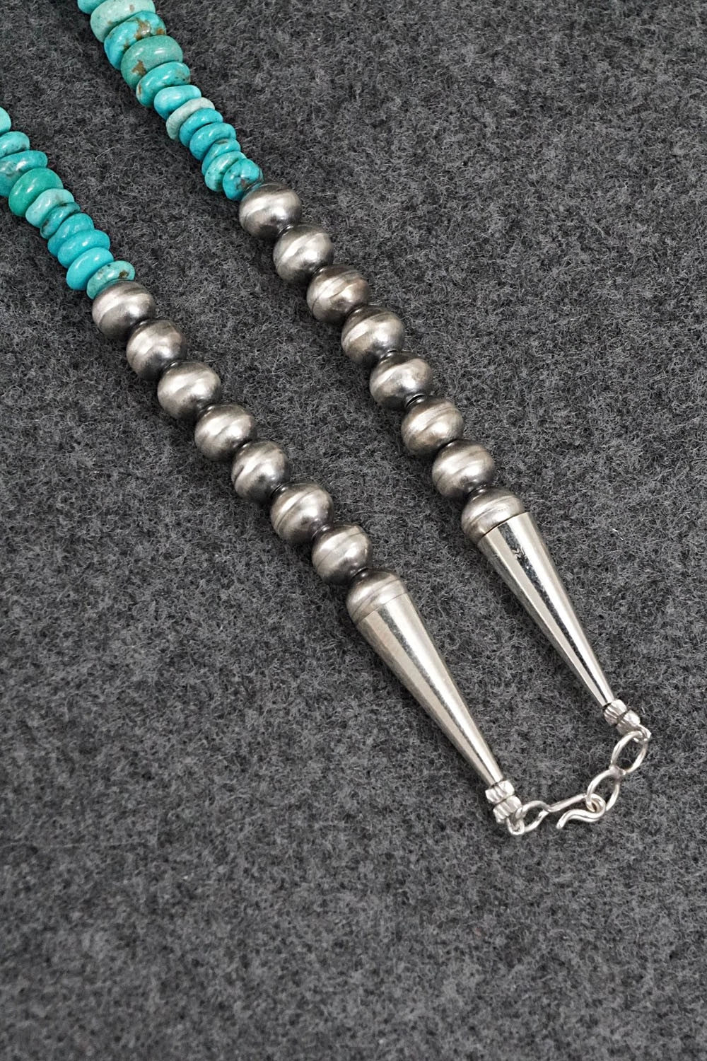 Turquoise & Sterling Silver Necklace 22" - Doreen Jake