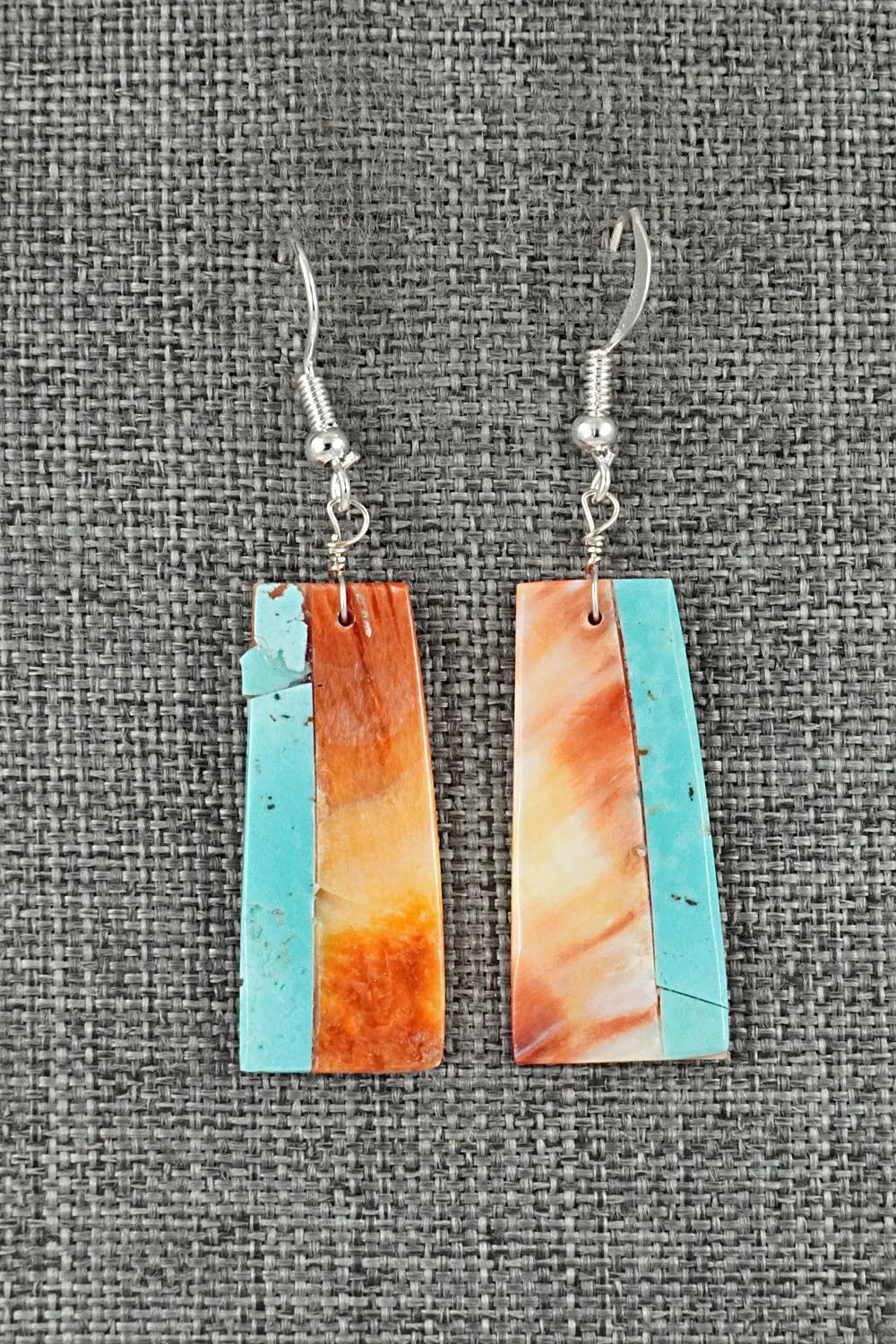 Spiny Oyster, Turquoise & Sterling Silver Earrings - Louise Pete