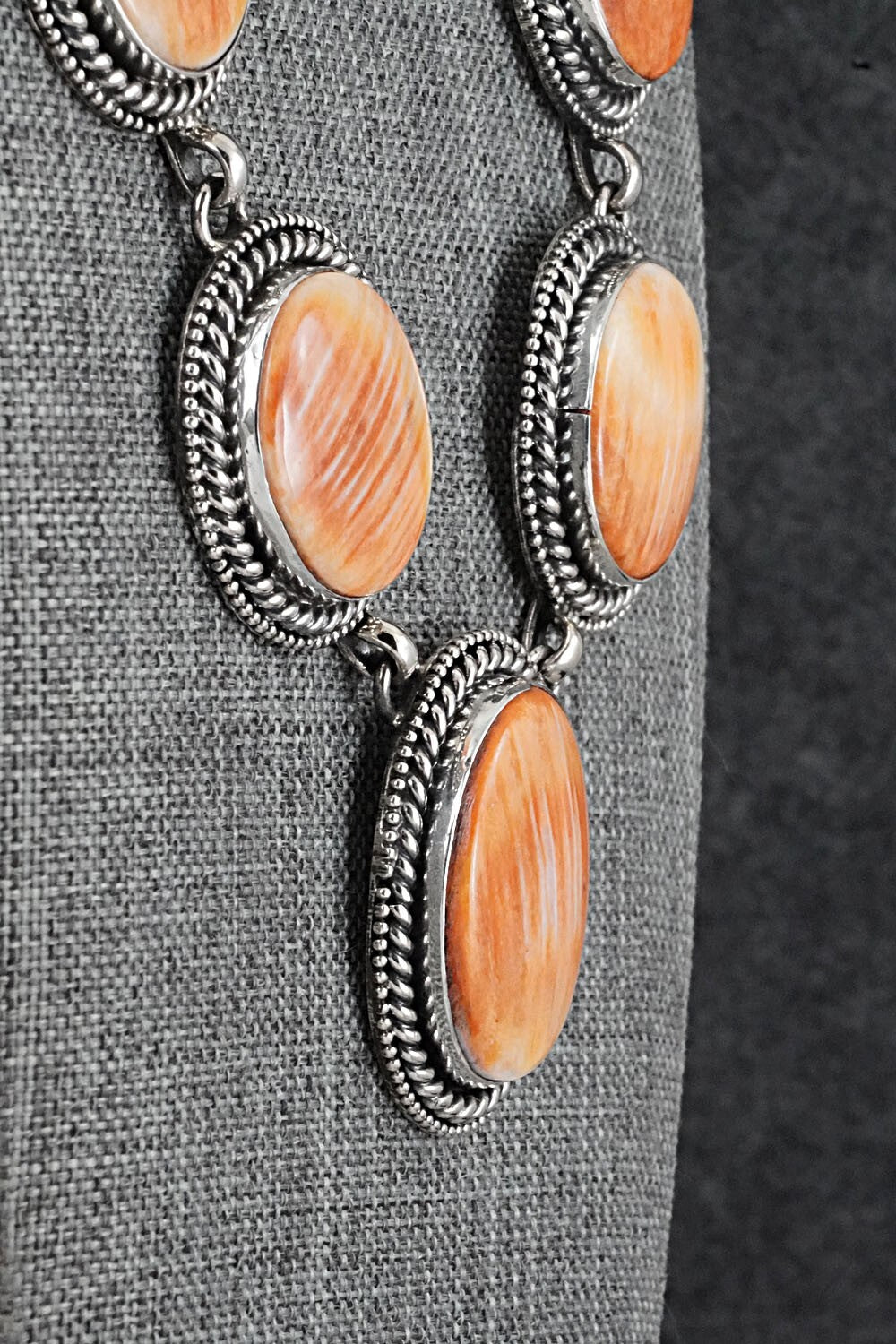 Spiny Oyster & Sterling Silver Necklace Set - Darrin Livingston