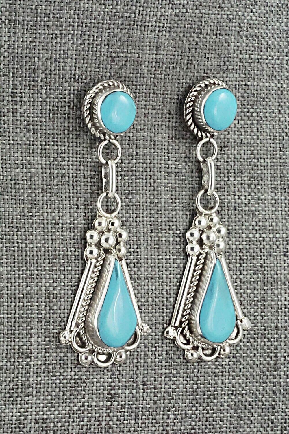 Turquoise & Sterling Silver Earrings - Juanita Yatsatie