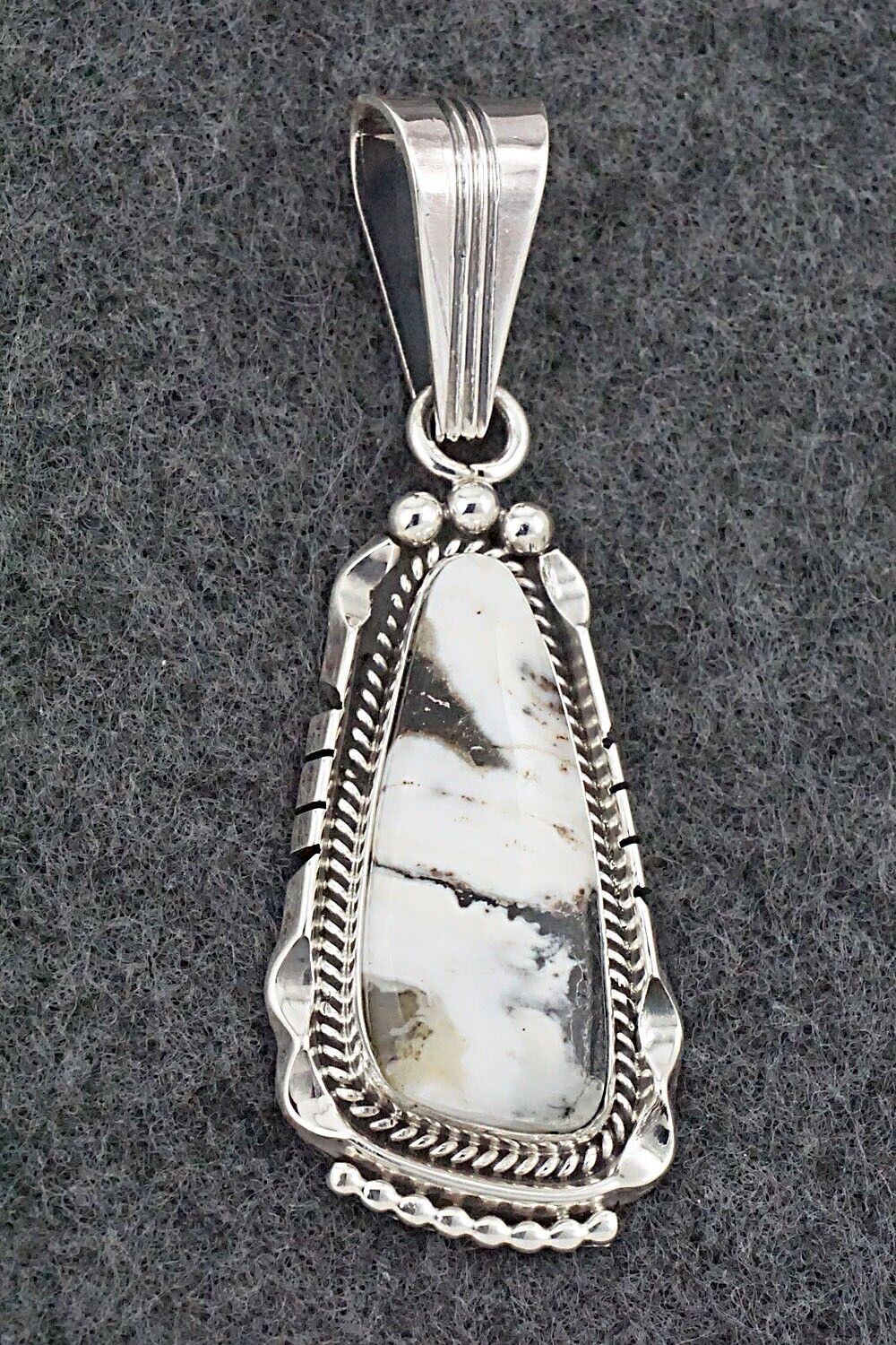 White Buffalo & Sterling Silver Pendant - Samuel Yellowhair