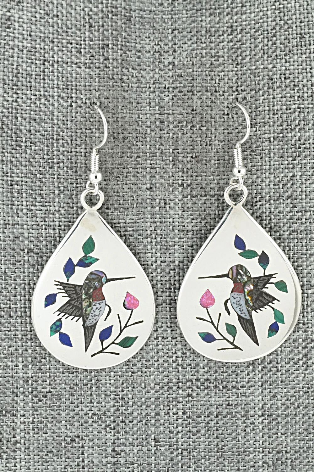 Multi-Stone Inlay & Sterling Silver Earrings - Raymond Boyd