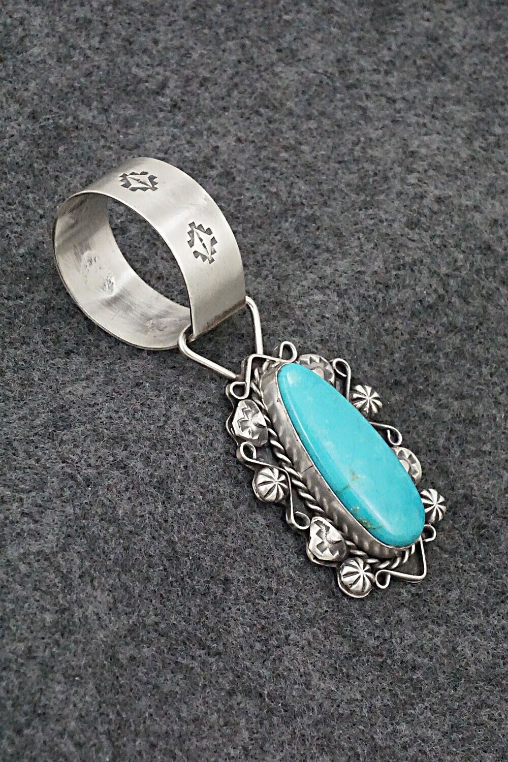 Turquoise and Sterling Silver Pendant - Wilson Dawes