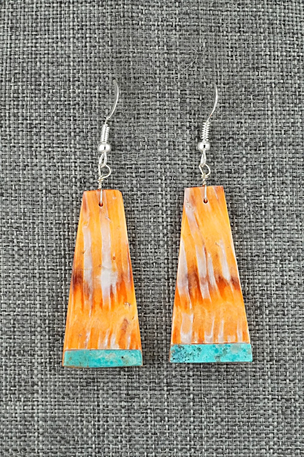 Spiny Oyster, Turquoise & Sterling Silver Earrings - Louise Pete