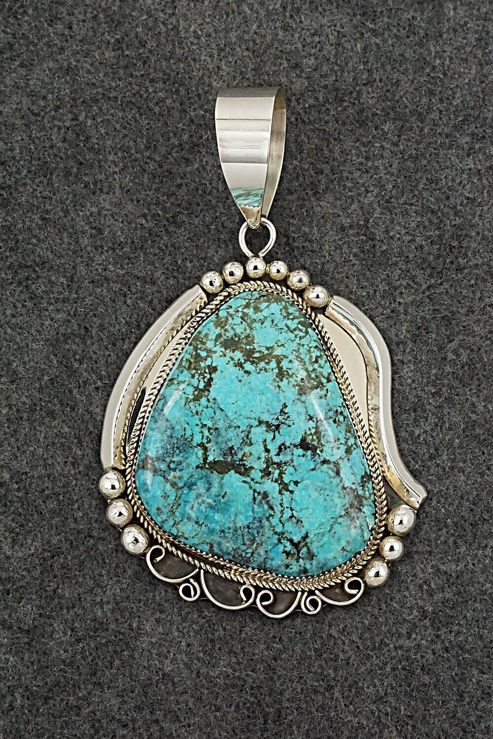 Turquoise and Sterling Silver Pendant - Leslie Nez