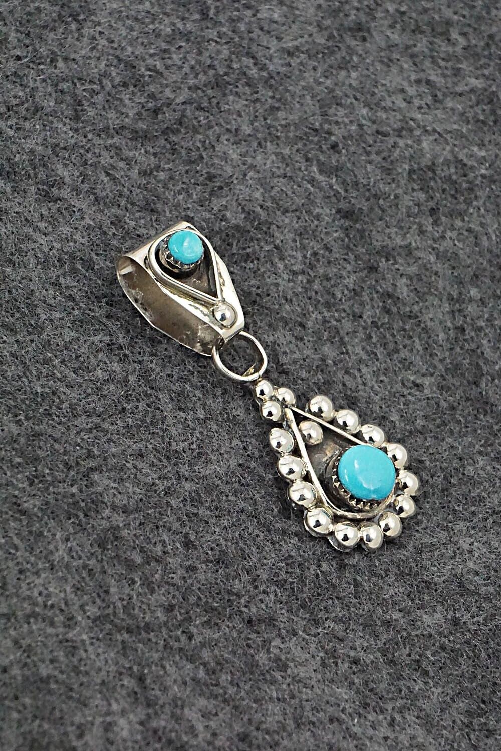 Turquoise and Sterling Silver Pendant - Verdie Booqua