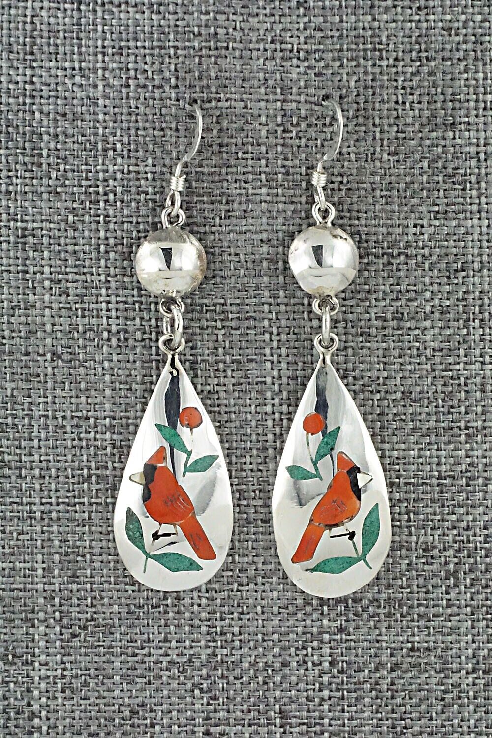 Multi Stone & Sterling Silver Earrings - Quintin Quam Sr.